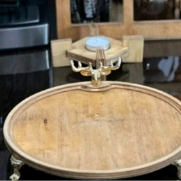 سینی پلای وود پایه طلایی قابل شست و شو