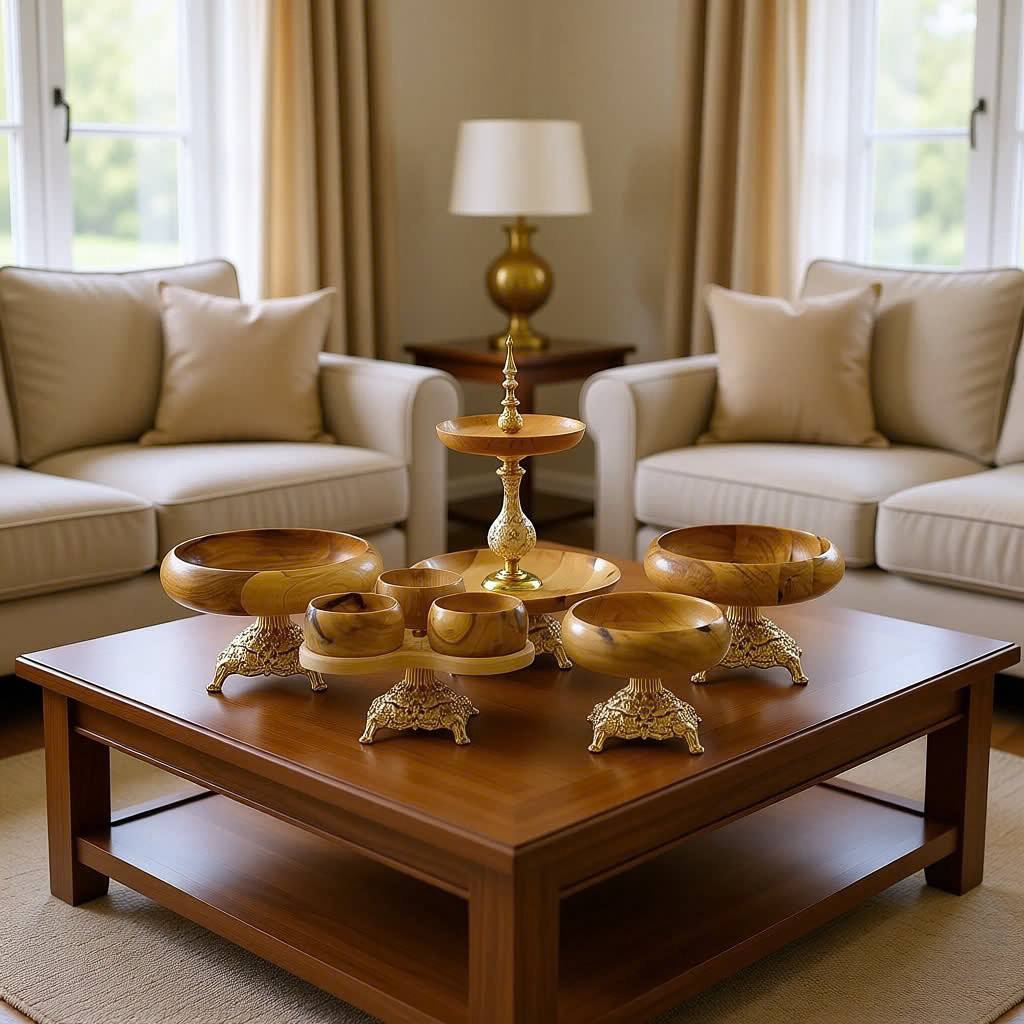 سرویس پذیرایی لوکس پایه دار چوبی